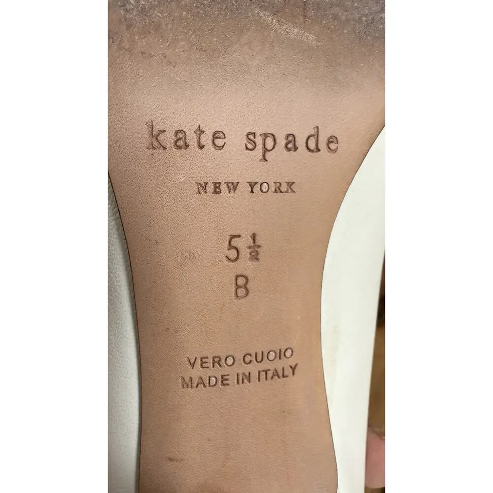 Kate Spade New York Women’s Lilian Pumps Ivory Black Toe Bow Size 5.5